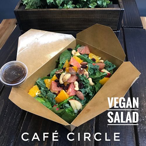 Vegan kale salad  at Cafe Circle in Riverside