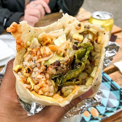 Elote Burrito  at Supernova Vegan - Food Truck in Portland