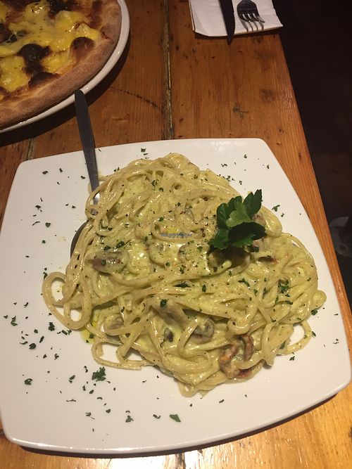 Pasta special - creamy truffle sauce with mushrooms and broccoli  at Stingray in North West London