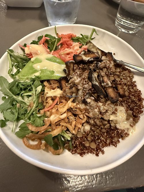 Protein bowl with baked tofuu  at Bitter Root Brewing in Hamilton