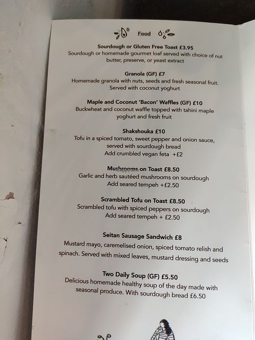 Breakfast menu at East Village Cafe in Bristol