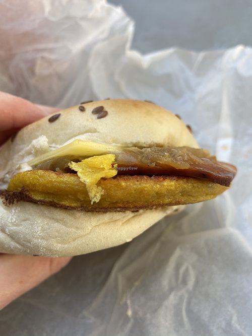 Breakfast brioche sandwich  at East Village Cafe in Bristol