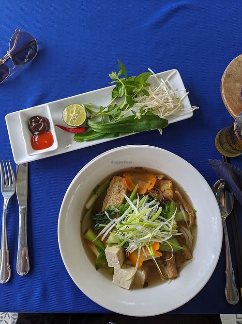 Delicious Pho! And the best meal I've had on Phu Quoc island. I'll definitely be going back to check out their other vegan options 🤤 at Mai Jo Restaurant in Phu Quoc