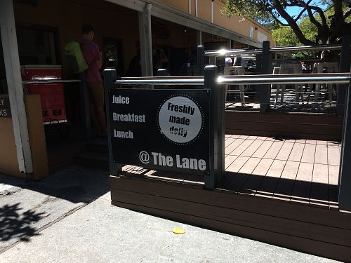 The Lane - at the end of the row of shops, next to the ice-cream shop (that also stocks a couple of vegan flavours) at The Lane in Rottnest Island