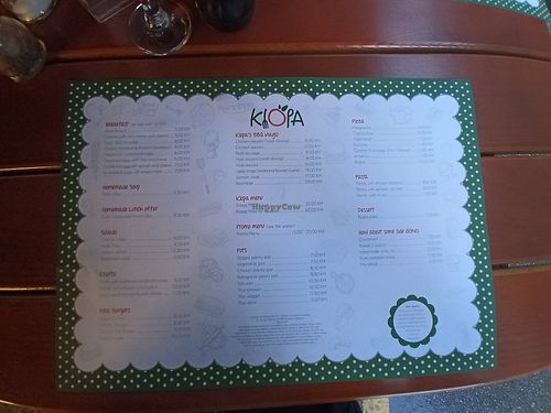 Menu at Klopa in Sarajevo