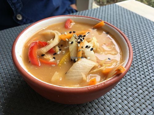 vegan ramen at Polen Restaurant in Santiago