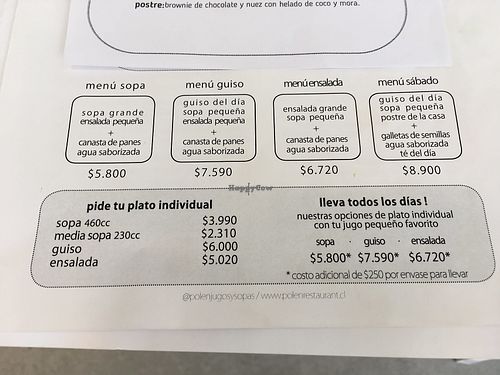 you can have different set menu: a bigger salad or soup or the 3 options together: salad + soup + main dish  at Polen Restaurant in Santiago