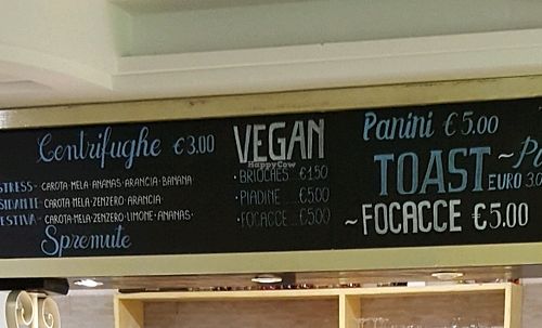 Menu at Bar Goccia in Trento