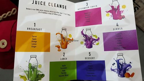 Menu at DNA Juices in South West London