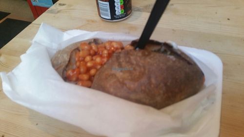 Baked potato with baked beans at The Baked Potato Shop in Edinburgh