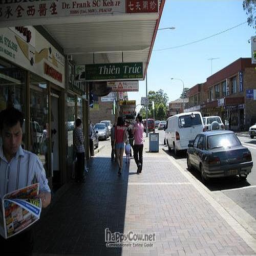 Front of restaurant at Quan Chay Huong Sen Vegetarian in Cabramatta