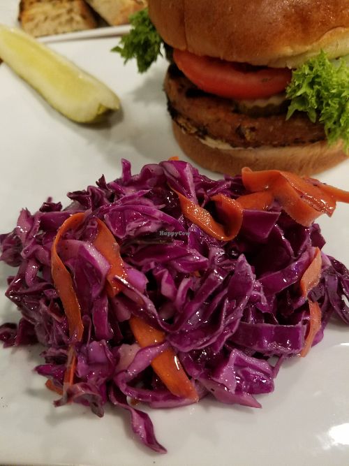 vegan blackberry cabbage/carrot slaw at Feed the World Cafe in Kalamazoo