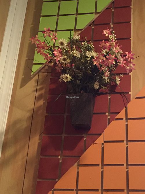 Simple, colorful wall decor at Thai Vegan in San Antonio