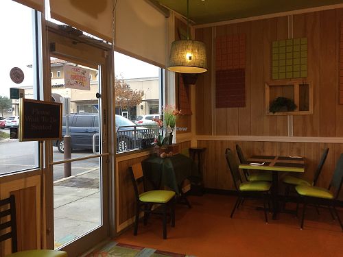 Just inside front door at Thai Vegan in San Antonio