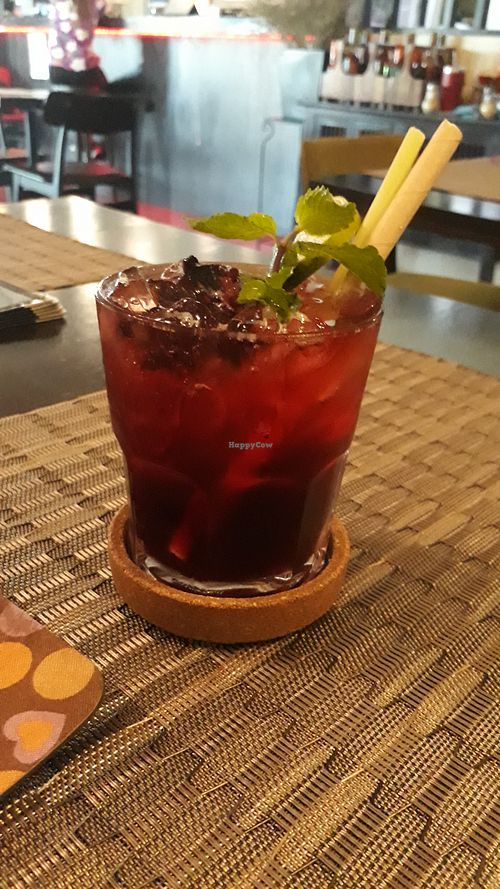 Free roselle soda when add them on LINE at Goodsouls Kitchen in Chiang Mai