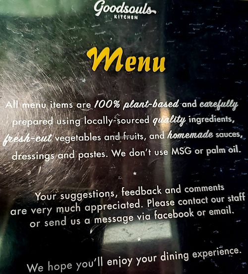 Menu cover page #Veganuary at Goodsouls Kitchen in Chiang Mai