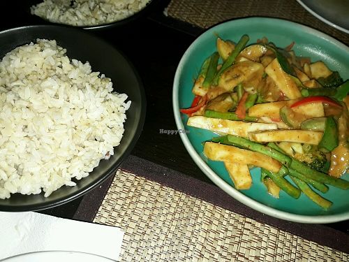 Red curry with brown rice at Goodsouls Kitchen in Chiang Mai