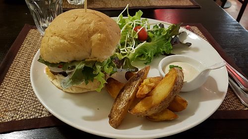 Mushroom burger at Goodsouls Kitchen in Chiang Mai