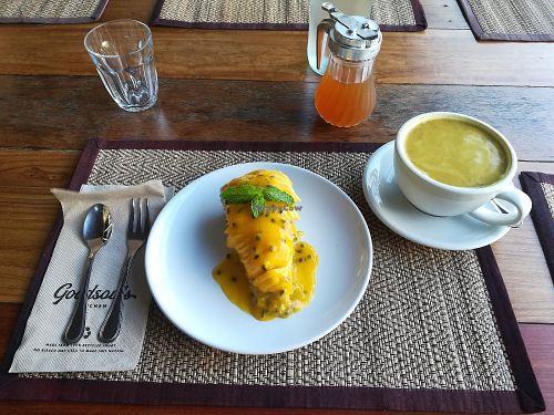 Passion fruit mango cheese cake at Goodsouls Kitchen in Chiang Mai