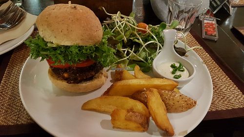 Vegan burger at Goodsouls Kitchen in Chiang Mai