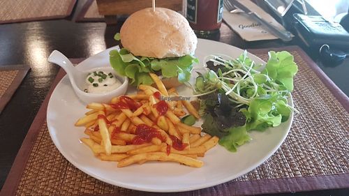 Mashroum vegan burger at Goodsouls Kitchen in Chiang Mai
