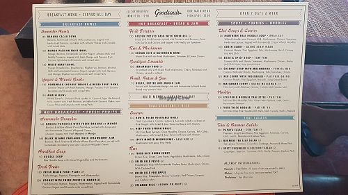 Menu at Goodsouls Kitchen in Chiang Mai