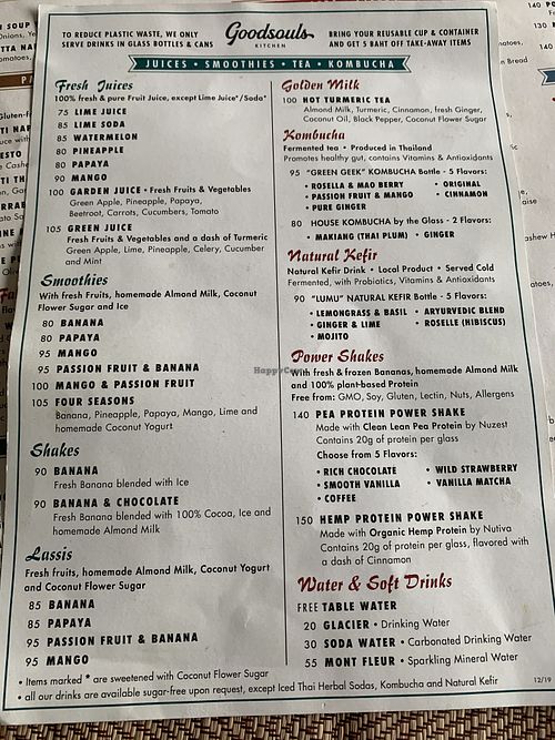 Drink menu 1/4/19 at Goodsouls Kitchen in Chiang Mai