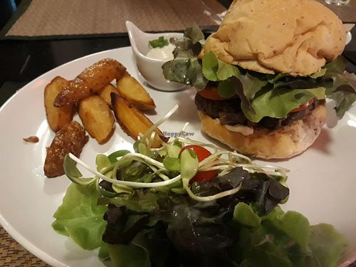 Mushroom burger at Goodsouls Kitchen in Chiang Mai