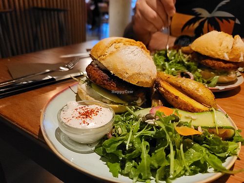 Quinoa sweet-potato burger ...vegan at Het Strand - The Strand in Leuven