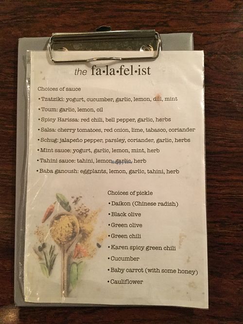 menu 2 at The Falafelist in Chiang Mai
