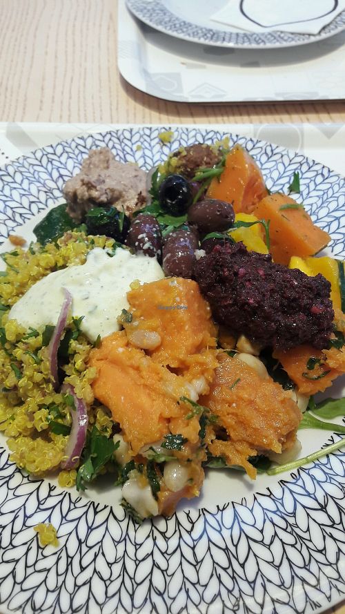 Food from salad buffet at Paulig Kulma in Helsinki