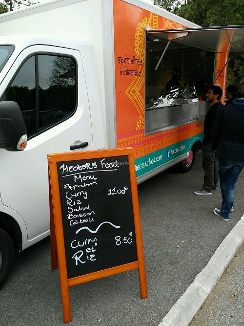 waiting in line at The Curry Canteen in Valbonne