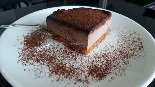 Choc cheesecake with fudge topping at Alchemy Vegan in Chiang Mai