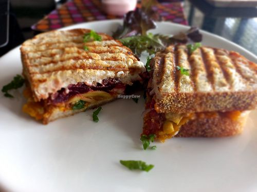 Beetroot and pumpkin panini at Alchemy Vegan in Chiang Mai