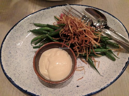 Green beans with fried onions and aioli at Ten Foot Henry in Calgary