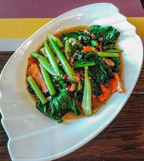Pad Pak Kana (stir fried Thai Kale or Chinese broccoli) at Yes Vegan in Pattaya