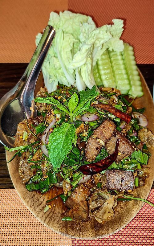 Spucy Crispy Pork Salad at Yes Vegan in Pattaya