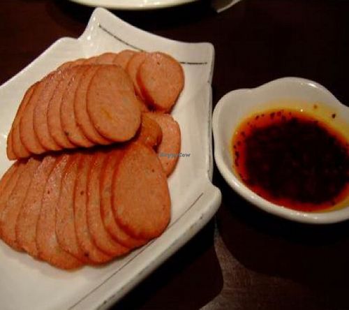 Vegetarian sausage at Jujubetree. at Jujube Tree 枣子树素餐厅 - 成都铂金城店 in Chengdu