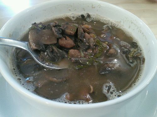 mushroom, onion, bean soup at Pulpa Amor Liquido  in Mexico City