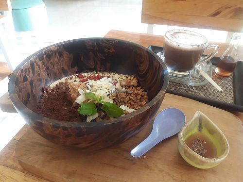 Coco peanut butted smoothie bowl at Pure Vegan Heaven @Freeative in Chiang Mai