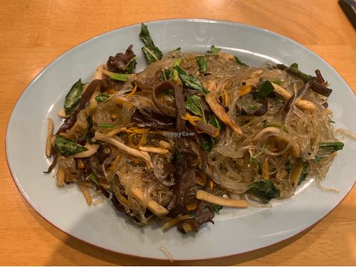 Fried glass noodle dish  at Achi Vegan House in Hanoi