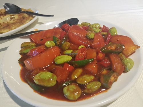 Vegetarian sambal petai - Special request at Pondok Gurame in East Singapore