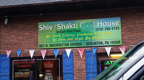 I visited Shiv Shakti Chat House in Scranton, Pennsylvania on Sep 16, 2017
Very friendly people, good parking, and decent selection of both Vegetarian and Vegan options

https://www.facebook.com/pg/shivshaktichathouse/about/?ref=page_internal

It was very good, large portion and I look forward to returning to try more of their menu

Our pictures are here
http://whatdoyoueatthen.com/shiv-shakti-chat-house-scranton-pa/

Looks like they have a restaurant (that was not open on a Tuesday Afternoon) and I ordered from the to-go counter at Shiv Shakti Chat House in Scranton