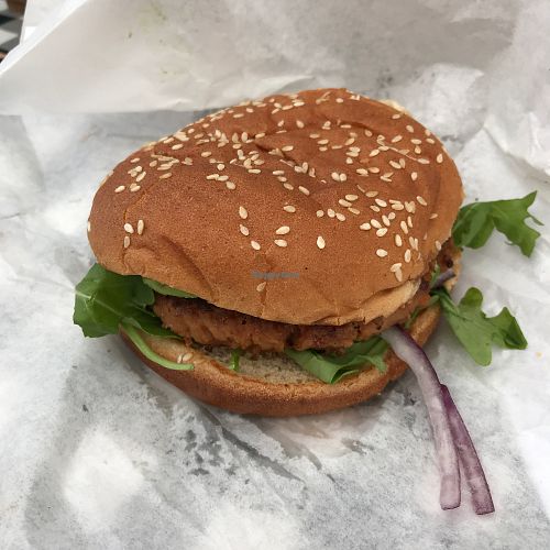 Beyond meat burger with avocado  at The Hens Roost in Bakersfield