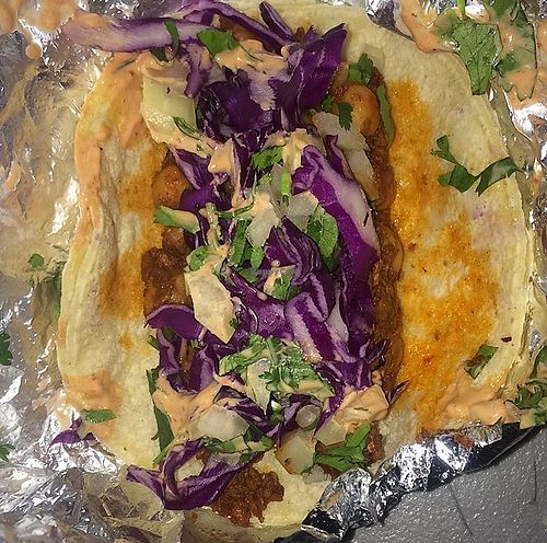 Inside of vegan taco at The Hens Roost in Bakersfield