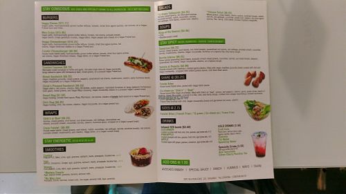 Menu at Veggy Street in Las Vegas