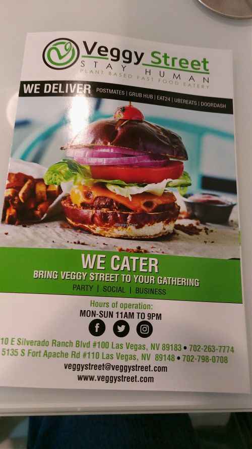 Menu1 at Veggy Street in Las Vegas
