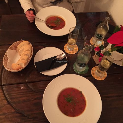 Vegan tomato soup at La strada  at La Strada in Fuerteventura