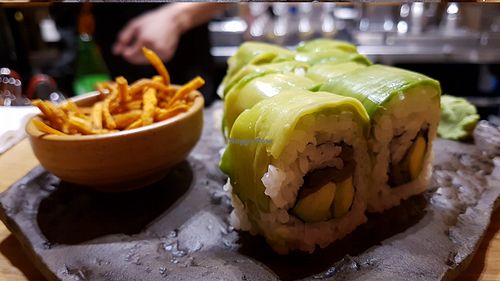 vegan sweet potato roll at Minna Tomei in Haifa