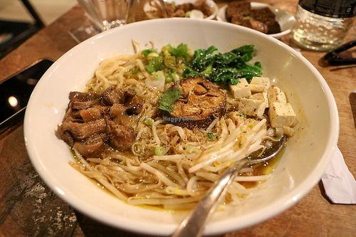 noodles with mushrooms at Vantra Vegan in London